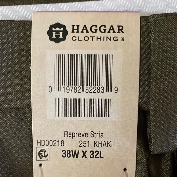 Men's NWT Haggar Olive Dress  Plain Front Classic Fit  Pants 38 x 32 - Picture 4 of 14
